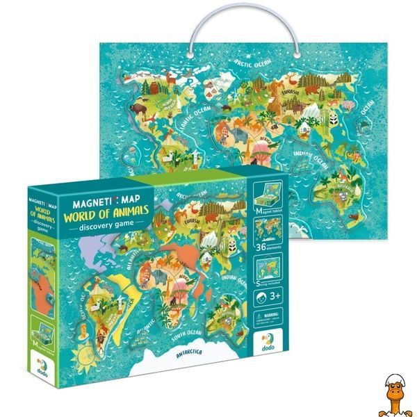 Мамалюк - Дитяча магнітна мапа світу тварини 36 елементів DoDo Toys DoDo Toys RT2-200267