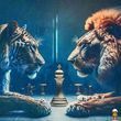 Алмазна мозаїка тигр з левом 30х30 см Strateg
