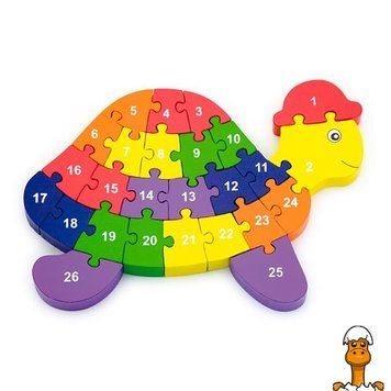 Мамалюк - Дерев'яний пазл Viga Toys Черепаха по літерах і числах (55250) Viga Toys A4-55250