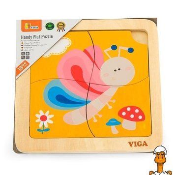 Мамалюк - Дерев'яний мініпазл Viga Toys Метелик 4 ел. (50136) Viga Toys A4-50136