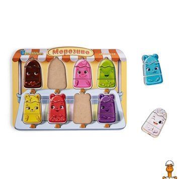 Мамалюк - Дерев'яний пазл-вкладиш сортер Морозиво Ubumblebees Ubumblebees RT2-PSD076