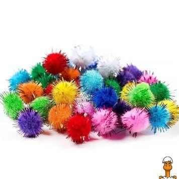 Мамалюк - Декоративные помпоны с люрексом для творчества Pom-poms-1.5 d-15 мм 54 шт Bambi Bambi RT2-POM-POMS-1.5
