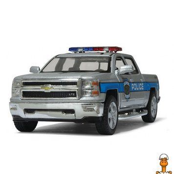 Мамалюк - Інерційна машинка Police Chevrolet Silverado 2014 KT5381WPR(Silver) метал сірий масштаб 1:46 Kinsmart Kinsmart RT2-KT5381WPR-SILVER