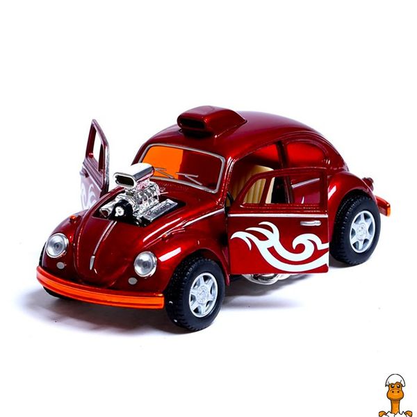 Машинка металева інерційна volkswagen beetle custom dragracer, 1:32 блакитний, віком від 3 років, Kinsmart RT2-KT5405W-RED фото