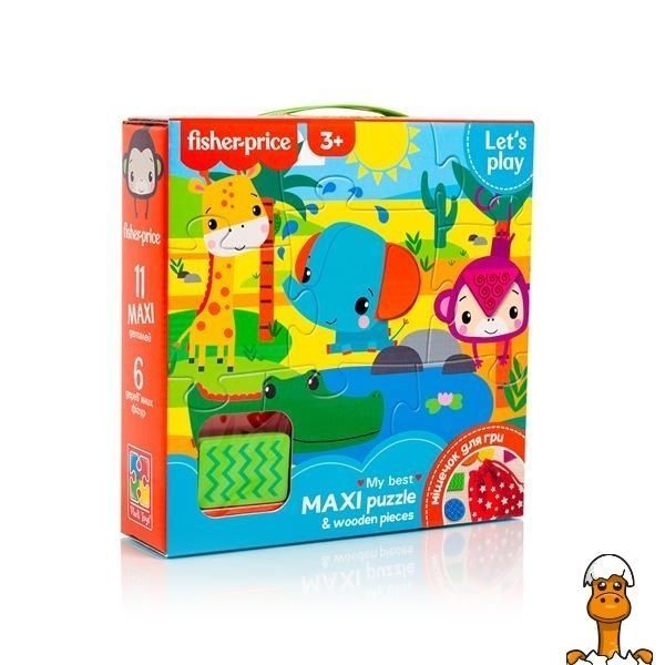 Мамалюк - Пазл Fisher-Price Максі Звірятка з дерев'яними фігурами (VT1100-01) Fisher-Price A4-VT1100-01