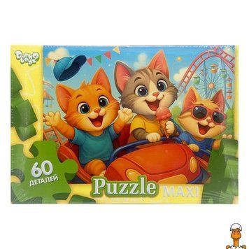 Мамалюк - Пазл дитячий максі Котики в парку розваг 60 елементів Danko Toys Danko Toys RT2-MX60-12-12