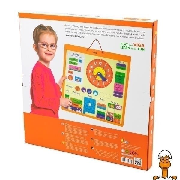 Мамалюк - Магнітний календар Viga Toys із годинником англійською мовою (50377) Viga Toys A4-50377