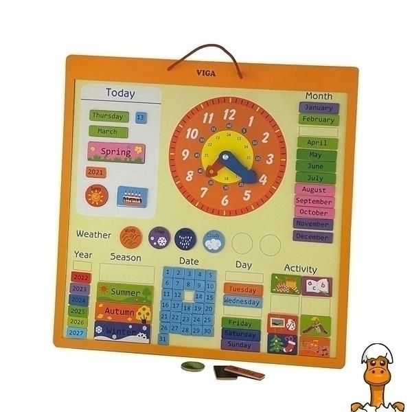 Мамалюк - Магнітний календар Viga Toys із годинником англійською мовою (50377) Viga Toys A4-50377