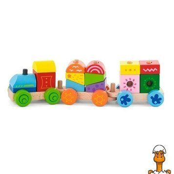 Мамалюк - Дерев'яний поїзд Viga Toys Яскраві кубики (50534) Viga Toys A4-50534