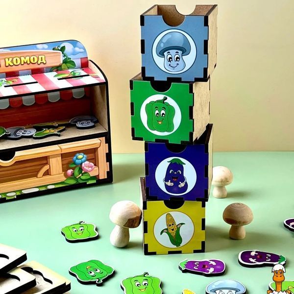 Мамалюк - Деревянная настольная игра овощи сортер комод Ubumblebees Ubumblebees RT2-PSD007
